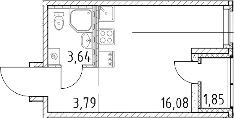 Квартира студия 23.51 м², 7/23 эт., ЖК «Город Первых»